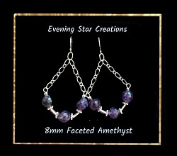 8mm Faceted Amethyst with Sterling Hooks. $50.