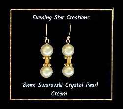 8mm Swarovski Crystal Pearls with Gold-filled Hooks. $50.